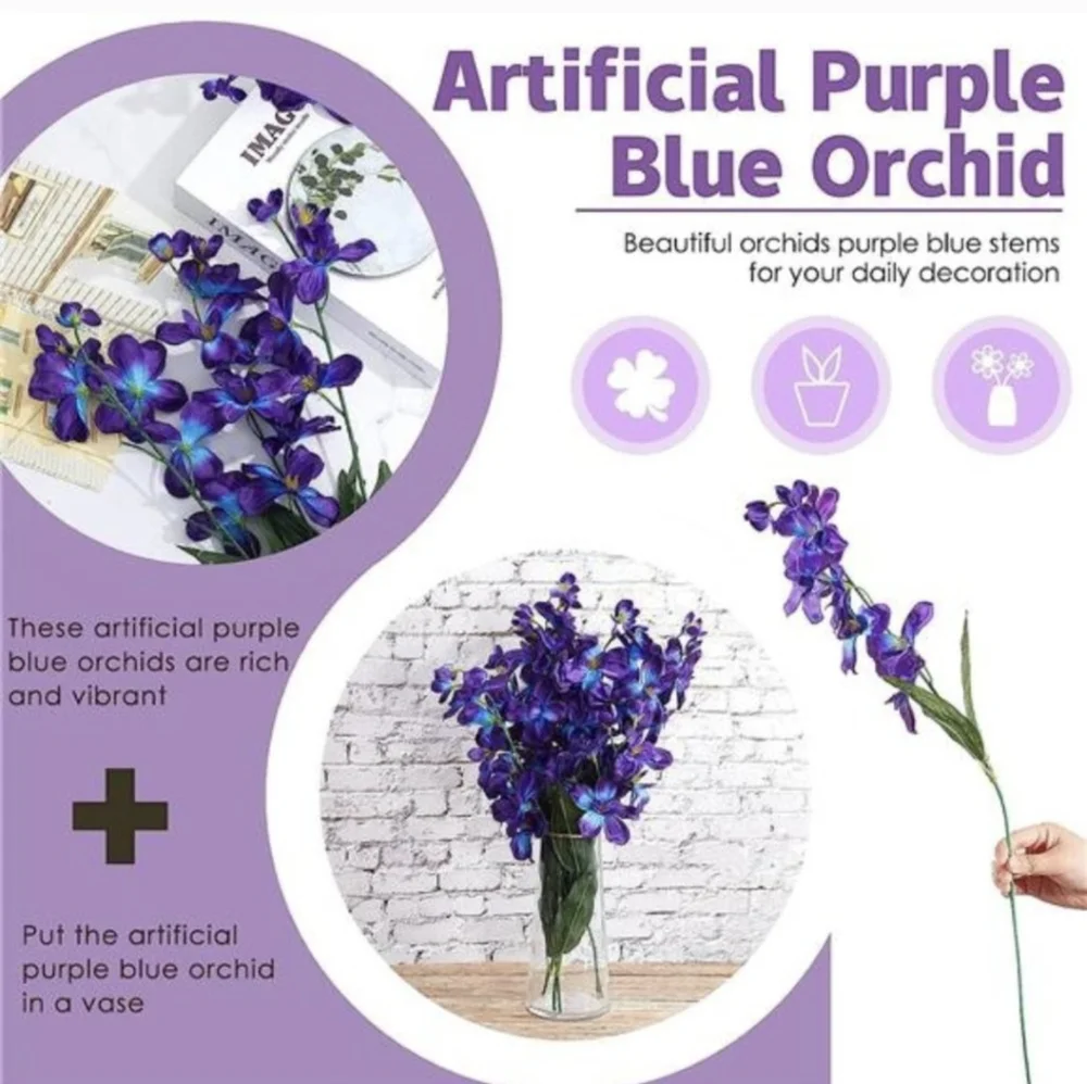 Blue Purple Artificial Orchid Bouquet